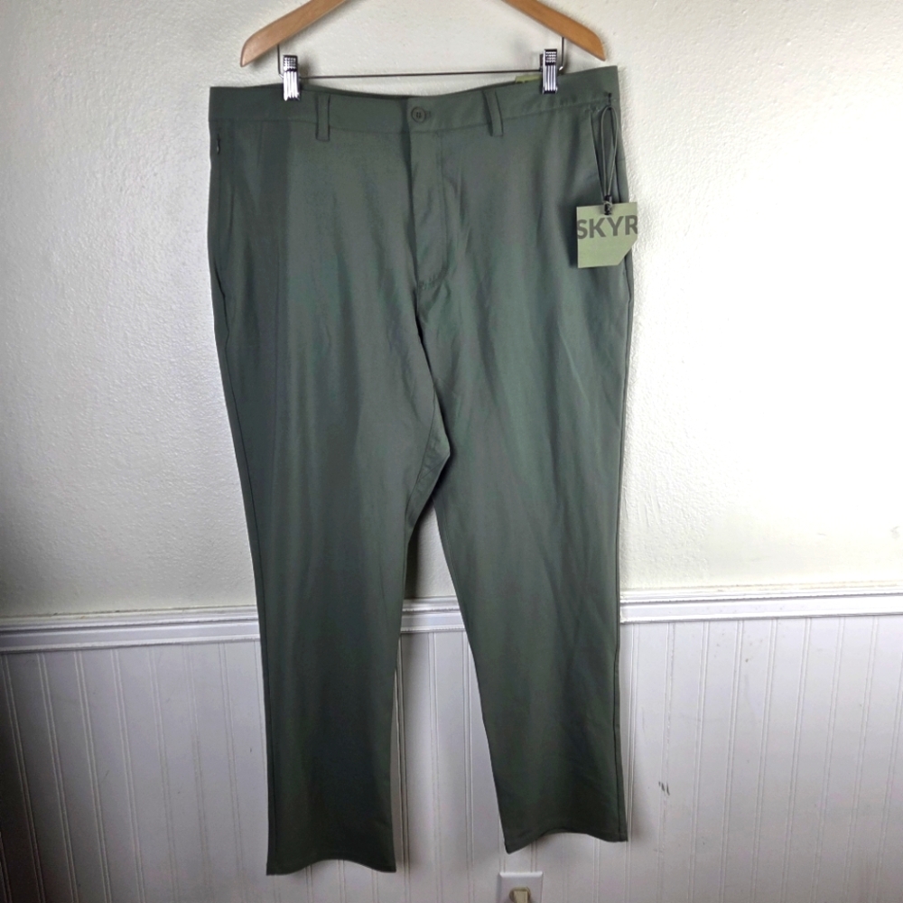 SKYR Tricot Dynasty Men's 38x30 Slim Fit Stretch Pants Green NWT Golf Activewear